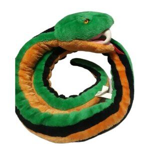 Wildlife artists Snake plush Green Black Yellow 2004 Stuffed Animal 65"